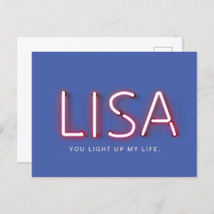 Lisa you light up my life neon lights postcard
