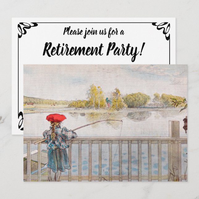Lisbet Fishing by Carl Larsson, Retirement Party Invitation (Front/Back)
