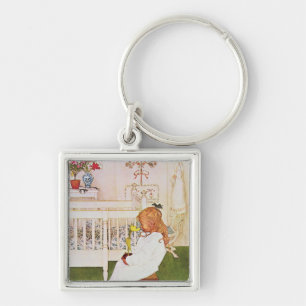 Lisbeth with a yellow tulip key ring