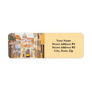 Lisbon Alfama Tram Return Address Label
