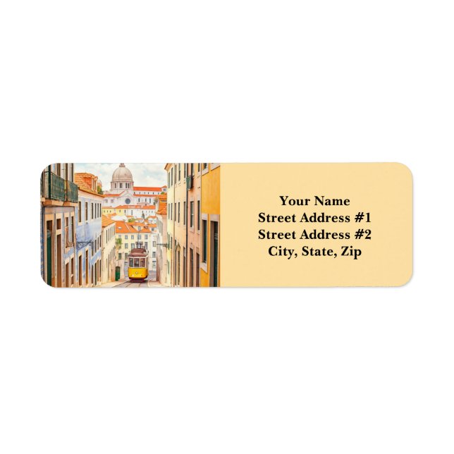 Lisbon Alfama Tram Return Address Label (Front)
