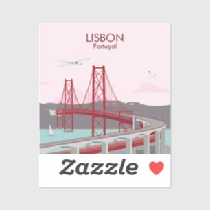Lisbon bridge over Tagus river in vintage style