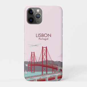 Lisbon bridge over Tagus river in vintage style  iPhone 11 Pro Case