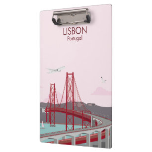 Lisbon bridge over Tagus river in vintage style Clipboard