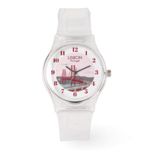 Lisbon bridge over Tagus river in vintage style Watch