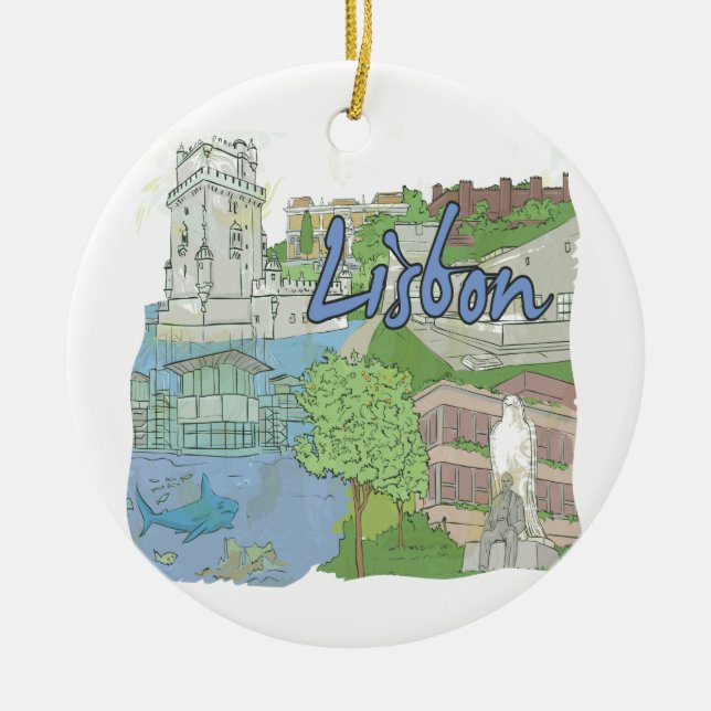 Lisbon Ceramic Tree Decoration (Front)