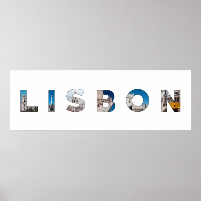 lisbon city portugal landmark inside text symbol poster (Front)