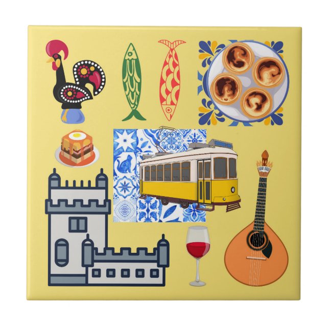  Lisbon City Symbols Ceramic Tile (Front)