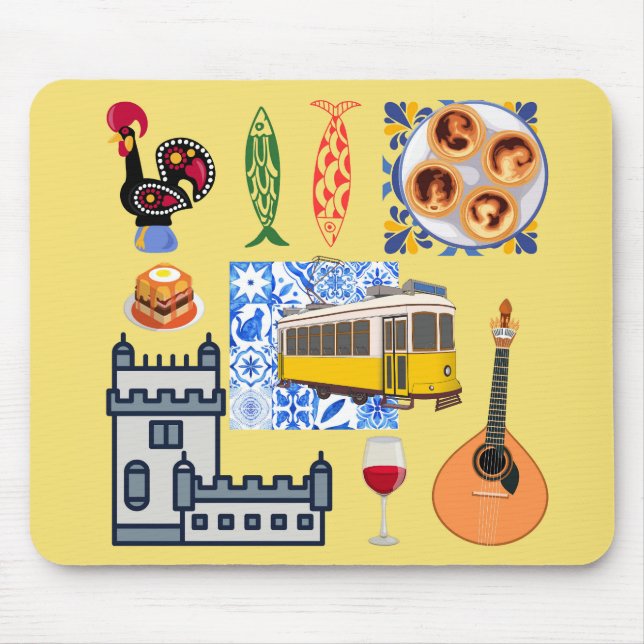  Lisbon City Symbols Mouse Pad (Front)