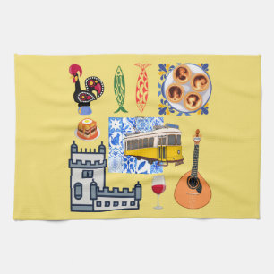 Lisbon City Symbols Tea Towel