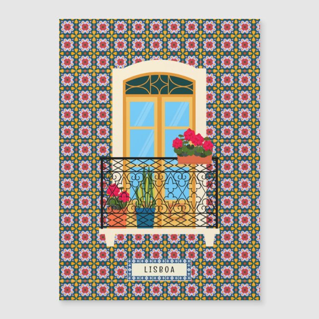 Lisbon house window with plants and tiles (Front)