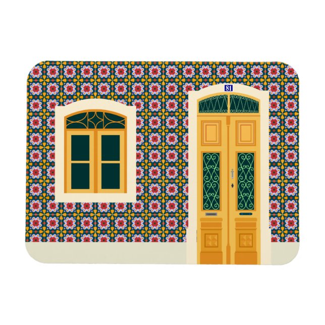 Lisbon house with tiles magnet (Horizontal)