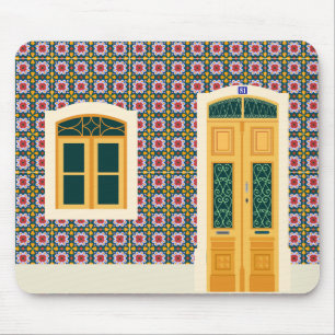 Lisbon house with tiles mouse pad