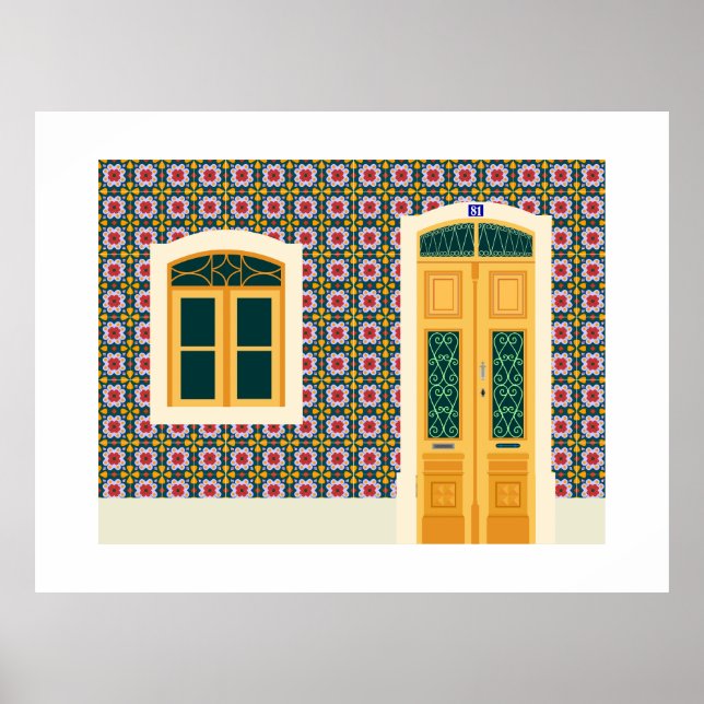 Lisbon house with tiles poster (Front)