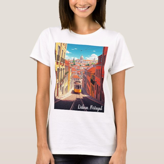 Lisbon Portugal Anime Style T-Shirt (Front)