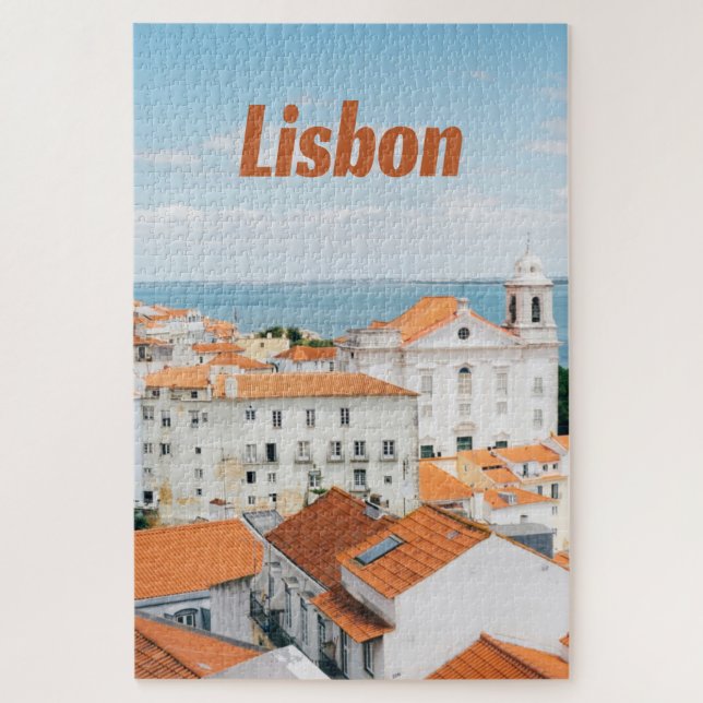 Lisbon Portugal Atlantic beaches Red Roofs Jigsaw Puzzle (Vertical)