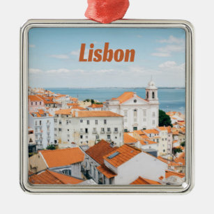 Lisbon Portugal Atlantic beaches Red Roofs Metal Ornament