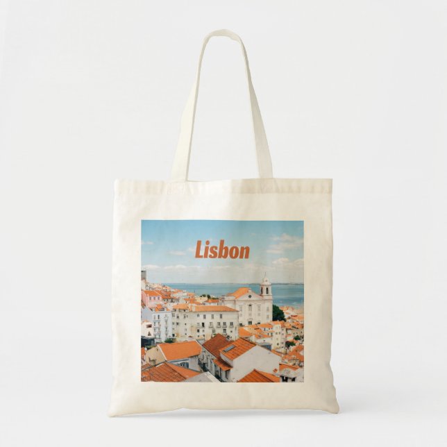 Lisbon Portugal Atlantic beaches Red Roofs Tote Bag (Front)