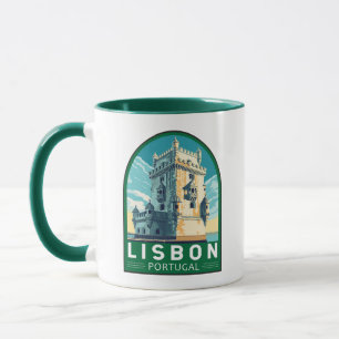 Lisbon Portugal Belem Tower Travel Retro Emblem Mug
