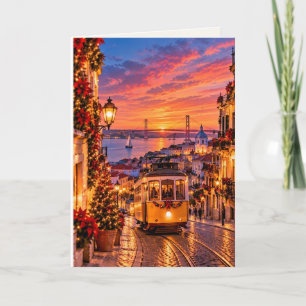Lisbon Portugal Blank Christmas Holiday Card