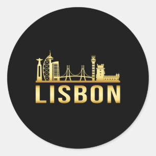 Lisbon Portugal City Skyline Cityscape Funny Gift Classic Round Sticker