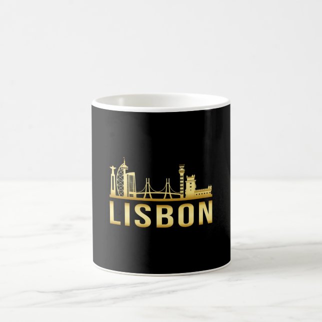 Lisbon Portugal City Skyline Cityscape Funny Gift Coffee Mug (Center)