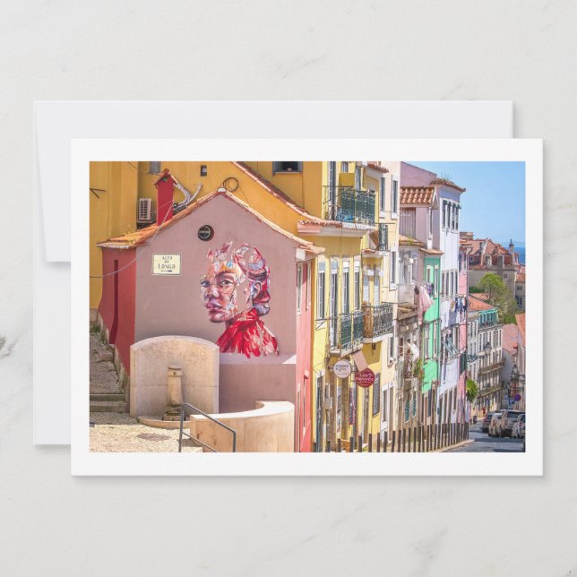 Lisbon, Portugal, Colourful Mural, Note Card (Front)