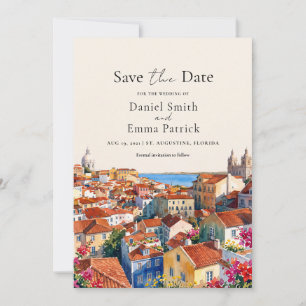 Lisbon Portugal European Destination Save The Date Invitation