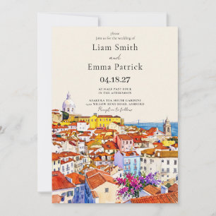 Lisbon Portugal European Destination Wedding Invitation
