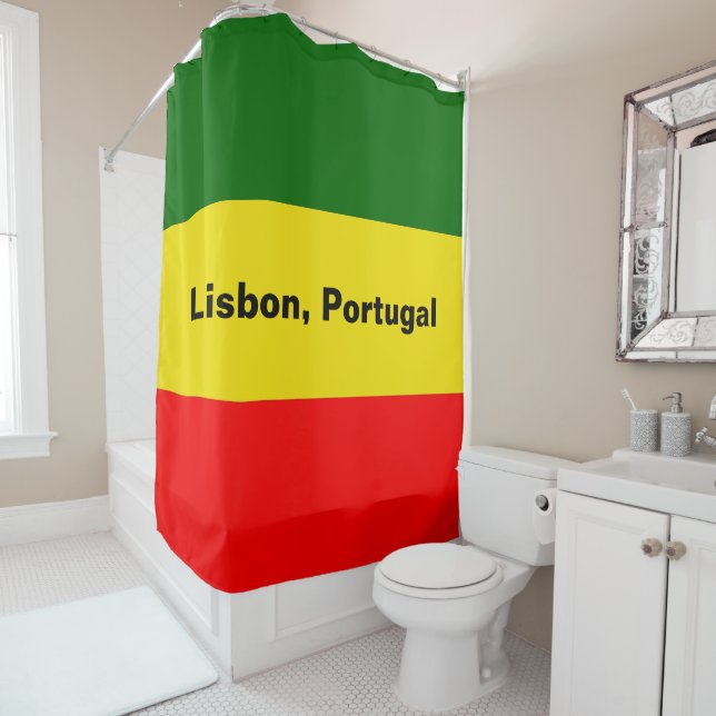 Lisbon, Portugal Flag Stripes Shower Curtain (In Situ)