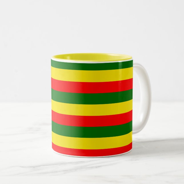 Lisbon, Portugal Flag Stripes  Two-Tone Coffee Mug (Front Right)