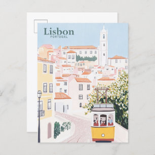 Lisbon Portugal Gouache Paint Illustration Travel Postcard