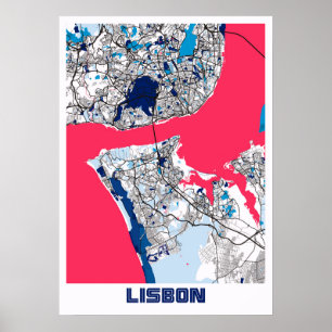 Lisbon - Portugal MilkTea City Map Poster