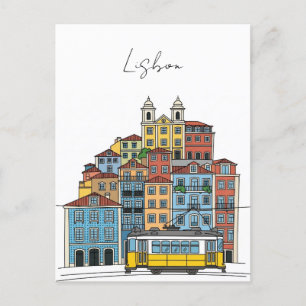 Lisbon Portugal Pantheon Alfama Illustration Postcard