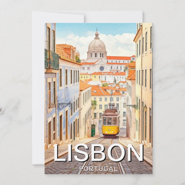 Lisbon Portugal Pantheon Alfama Watercolor Holiday Card (Front)