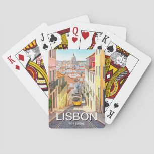 Lisbon Portugal Pantheon Alfama Watercolor Playing Cards