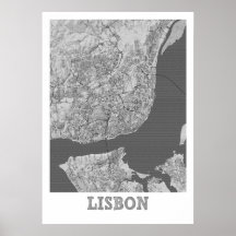 Lisbon - Portugal Pencil City Map