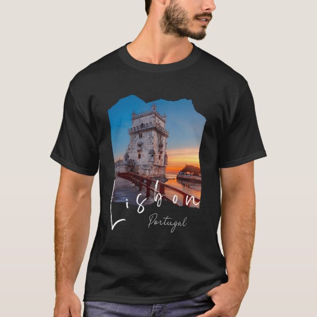 Lisbon Portugal Portuguese Belem Tower Lisboa T-Shirt (Front)