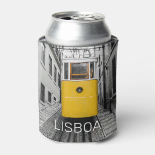 Lisbon Portugal Retro Tram Vintage Souvenir Can Cooler