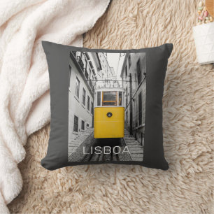 Lisbon Portugal Retro Tram Vintage Souvenir Cushion