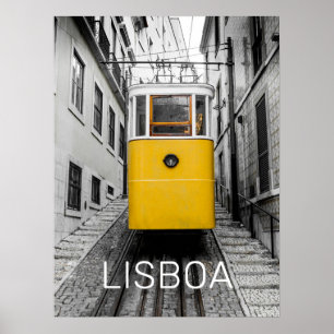 Lisbon Portugal Retro Tram Vintage Souvenir Poster