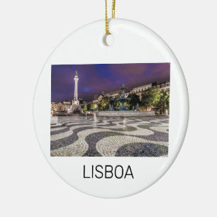 Lisbon Portugal Rossio Square Holiday Souvenir Ceramic Ornament