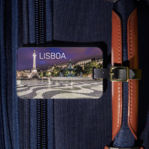 Lisbon Portugal Rossio Square Holiday Souvenir Luggage Tag