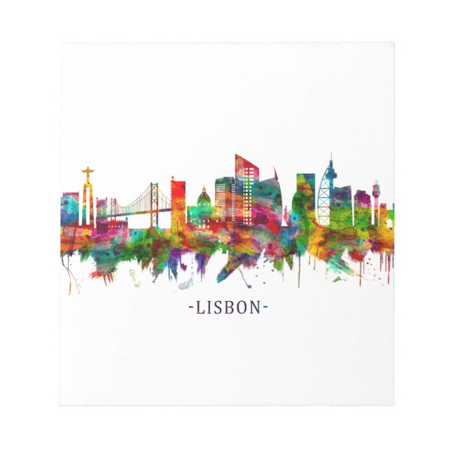 Lisbon Portugal Skyline Notepad (Front)