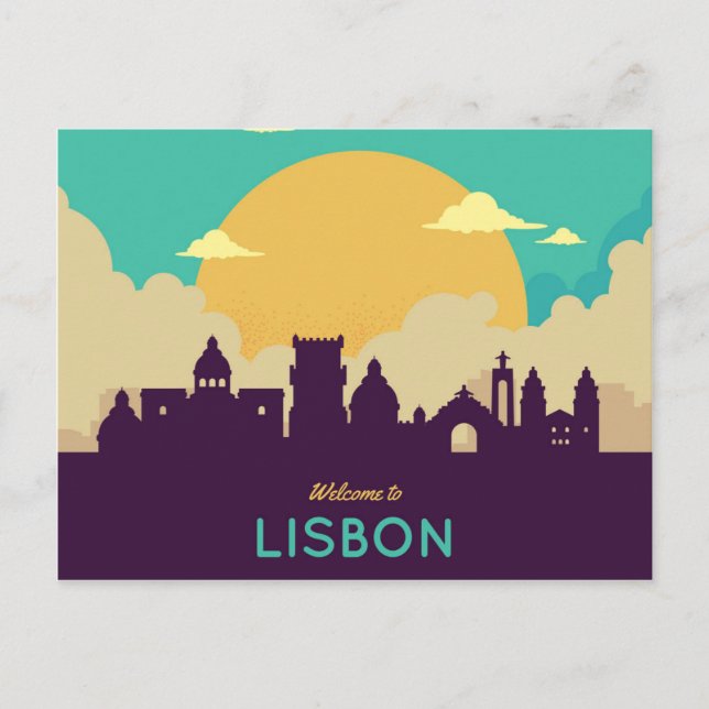 Lisbon Portugal skyline travel postcard (Front)