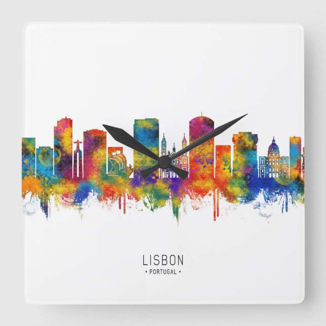 Lisbon Portugal Square Wall Clock (Front)