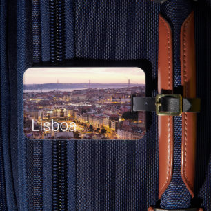 Lisbon Portugal Sunset Skyline Cityscape Souvenir Luggage Tag