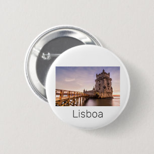 Lisbon Portugal Torre de Belém Sunset Holiday 6 Cm Round Badge