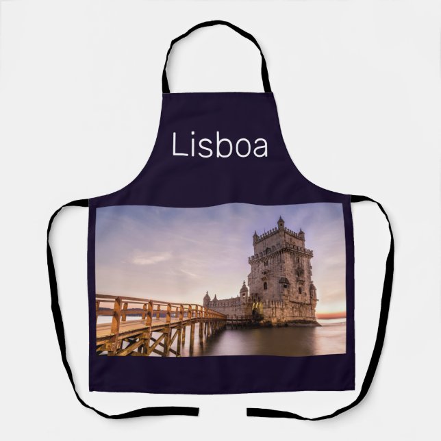 Lisbon Portugal Torre de Belém Sunset Holiday Apron (Front)
