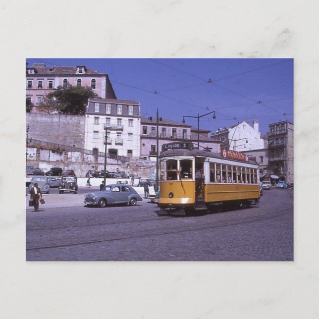 Lisbon Portugal Tram 1962 Postcard (Front)